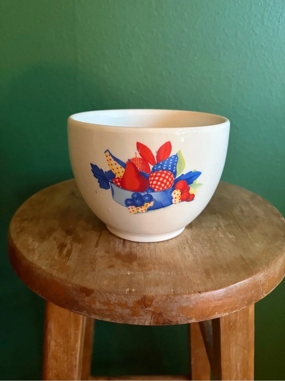 Universal Potteries Calico Fruit Vintage White Stoneware Bowl